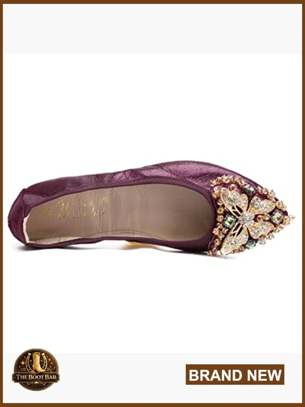 Foldable Rhinestone Ballet Flats Pointed Toe Slip On Wedding Shoes